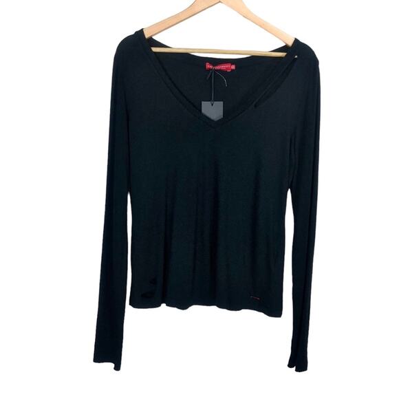 N: Philanthropy Distressed Studded Long Sleeve Top Size Medium - Picture 1 of 11